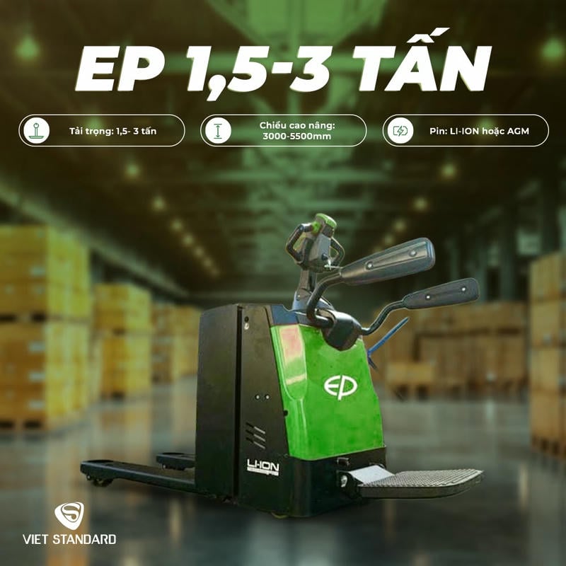 Chọn xe nâng tay điện 3 tấn cần dựa vào tải thực tế, loại pallet, độ